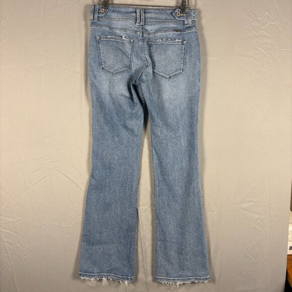 KanCan Mid Rise Bootcut Jeans Women’s Double Button Frayed Hem Denim - Picture 4 of 13